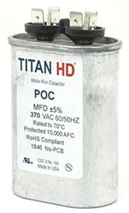 PACKARD 15MFD 370V OVAL RUN CAPACITOR